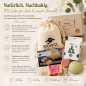 Preview: Beauty Geschenkset – natürliche & nachhaltige Pflege mit Bio-Heilwolle, Seife, Lippenpflege & Konjac Schwamm