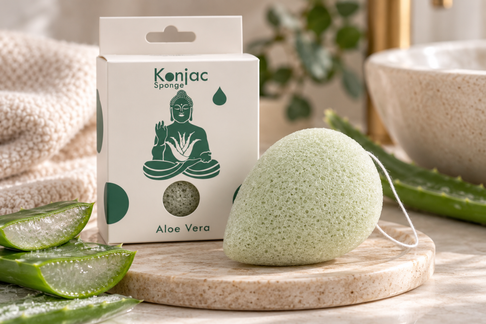 Konjac-Schwamm Aloe Vera – beruhigende und pflegende Reinigung aus der Natur