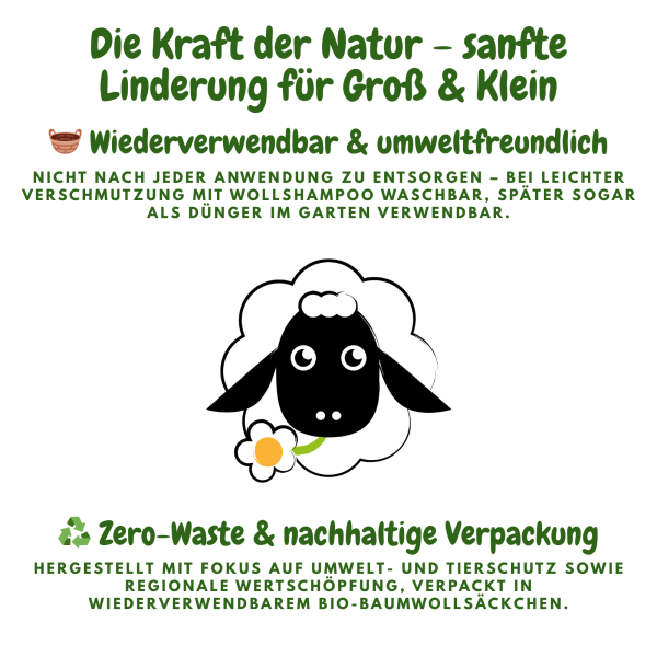 Bio-Heilwolle, kbT (50 g im Baumwollsäckchen, fair hergestellt)
