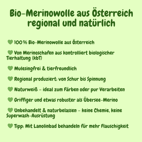 Bio-Merino Nature aus 100 % österreichischer Bio-Merinowolle