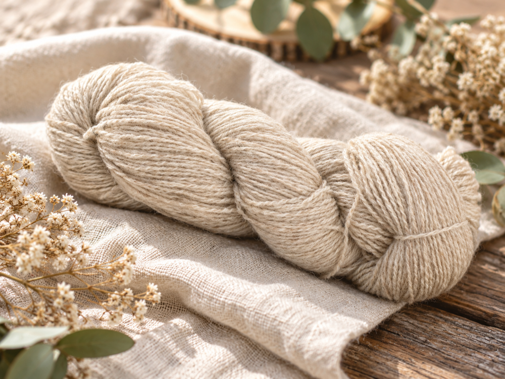 Bio-Merino mit Bio-Jura aus 100 % österreichischer Bio-Schafschurwolle - beige