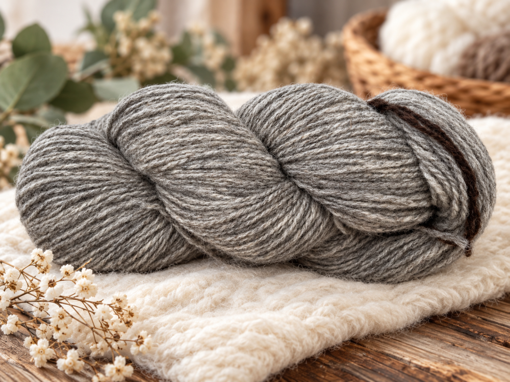 Bio-Merino mit Bio-Jura aus 100 % österreichischer Bio-Schafschurwolle - naturgrau
