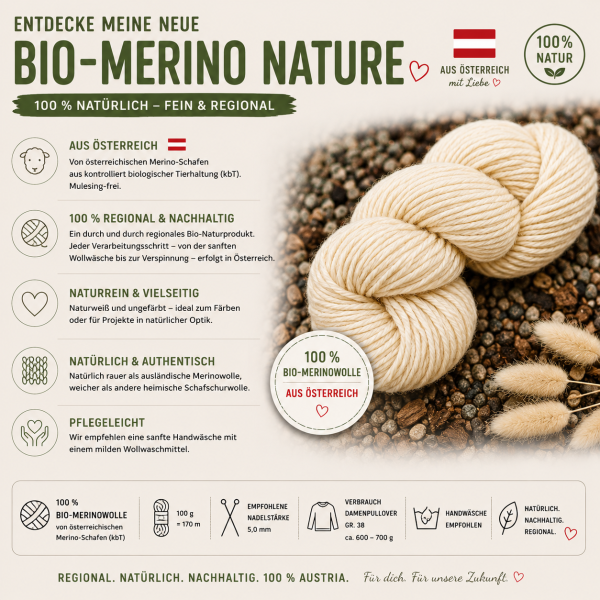 Preview: Bio-Merino Nature aus 100 % österreichischer Bio-Merinowolle
