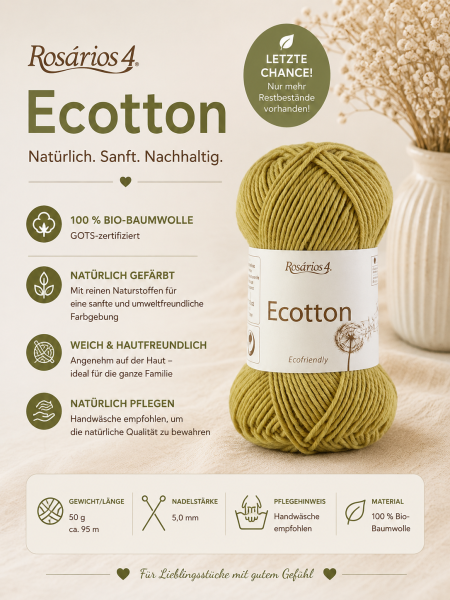 Preview: Ecotton Naturfarben, 100 % Bio-Baumwolle, mit reinen Naturfarben gefärbt