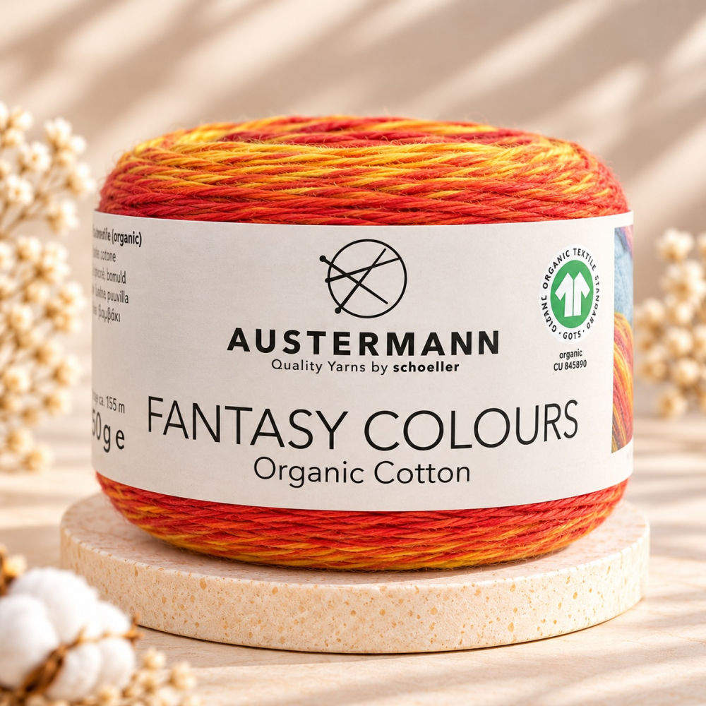 Fantasy Colours, Farbverlaufsgarn aus 100 % Bio-Baumwolle (GOTS-zertifiziert)
