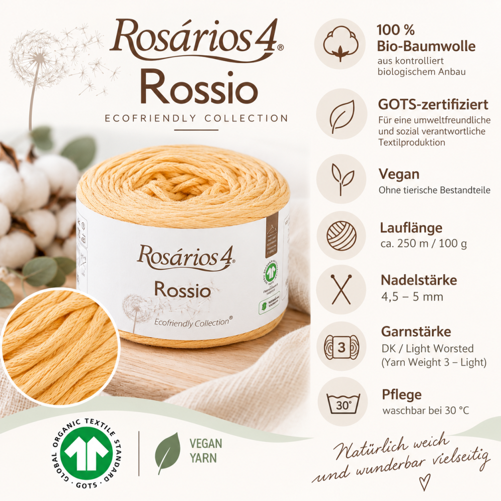 Preview: Rossio von Rosários 4 – weiches Bändchengarn aus 100 % Bio-Baumwolle, GOTS-zertifiziert