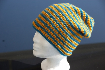 Bio-Streifenbeanie aus Bio-Merinowolle, GOTS-zertifiziert, mulesing-frei