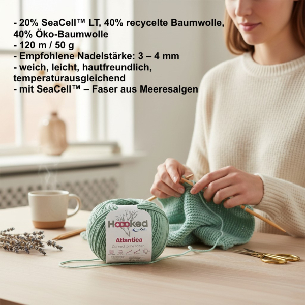 Preview: Atlantica SeaCell Cotton – nachhaltiges Baumwollgarn mit Seetang | weich, leicht & hautfreundlich