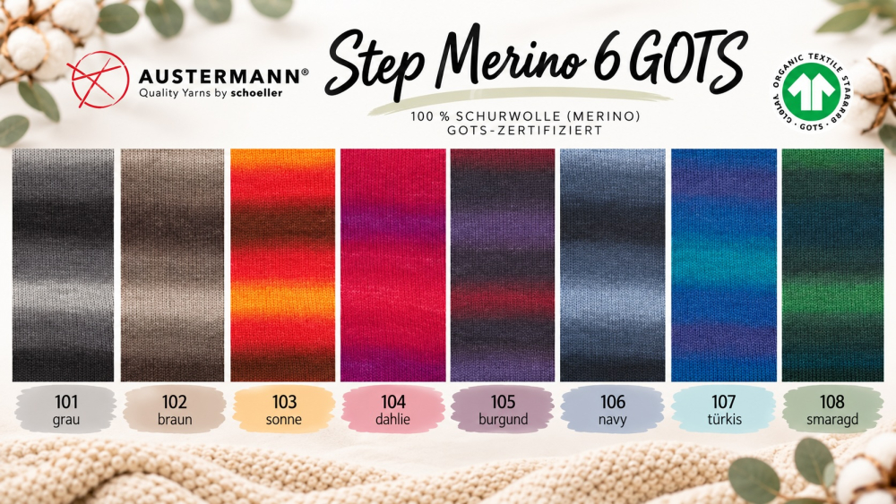 Step 6 Bio-Merino, GOTS-zertifiziert & EXP-zertifiziert (6-fach)