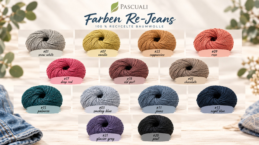 Re-Jeans, Garn aus 100 % recycelter Baumwolle - 100 g Knäuel