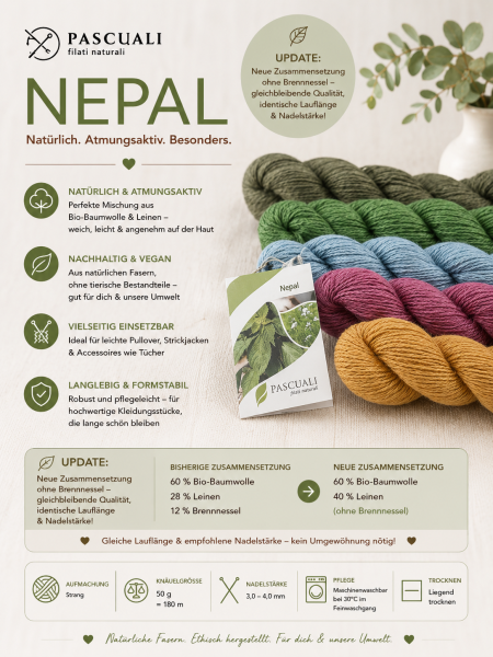 Preview: Nepal, besonderes Garn aus Bio-Baumwolle, Leinen & Brennnessel