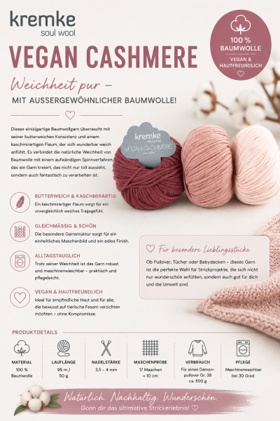 Preview: Vegan Cashmere - 100 % Baumwolle mit Cashmere-Feeling, vegan