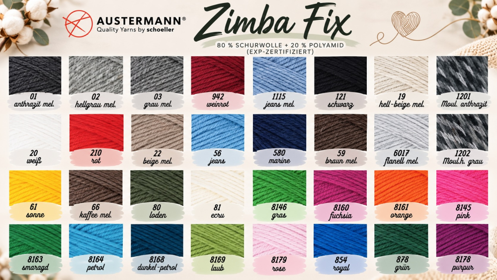 Zimba Fix, mit 80 % Schurwolle, EXP-zertifiziert