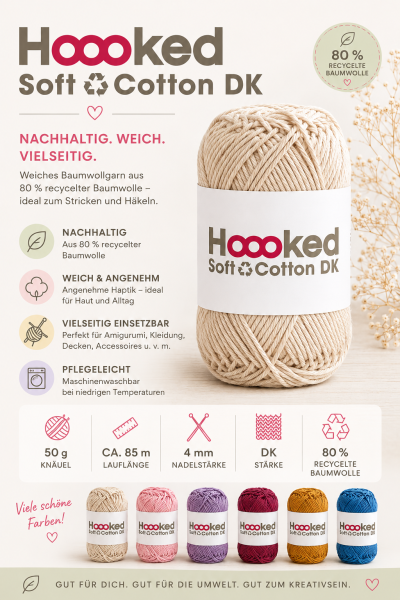 Hoooked Soft Cotton DK, recycelte Baumwolle – nachhaltig, weich und vielseitig