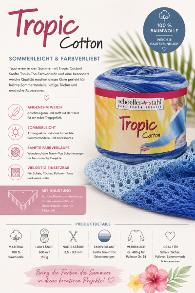 Tropic Cotton - 100 % Baumwolle mit sanften Ton-in-Ton Schattierungen
