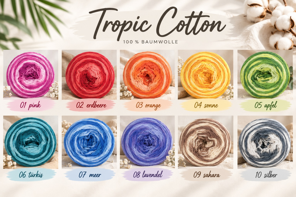 Tropic Cotton - 100 % Baumwolle mit sanften Ton-in-Ton Schattierungen