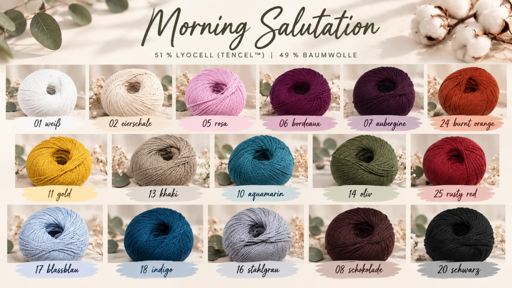 Morning Salutation, aus 51 % Lyocell/Tencel mit 49 % Baumwolle, vegan